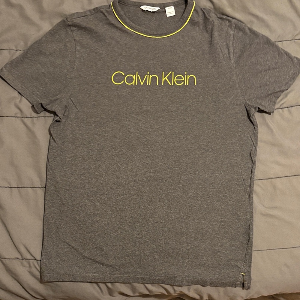 Calvin Klein Charcoal Tee with Yellow Accents